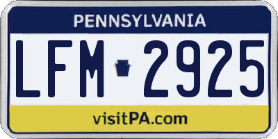 PA license plate LFM2925