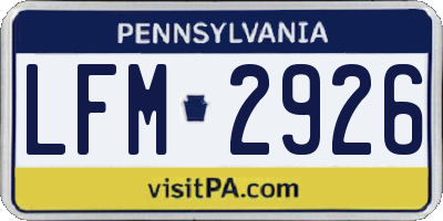 PA license plate LFM2926
