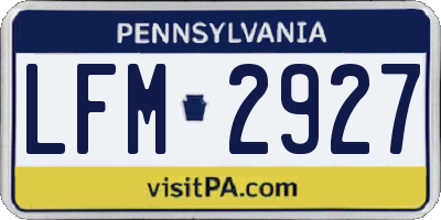 PA license plate LFM2927