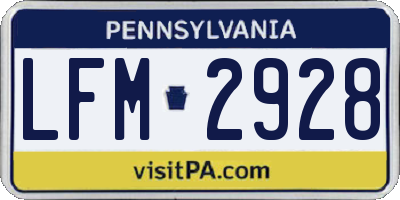 PA license plate LFM2928