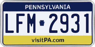 PA license plate LFM2931