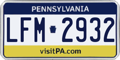 PA license plate LFM2932