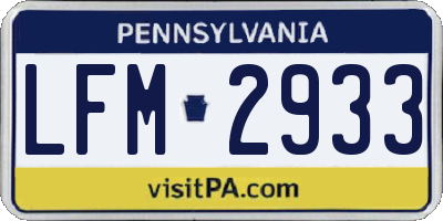 PA license plate LFM2933