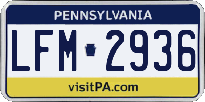 PA license plate LFM2936