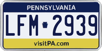 PA license plate LFM2939