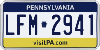 PA license plate LFM2941