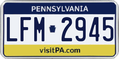 PA license plate LFM2945