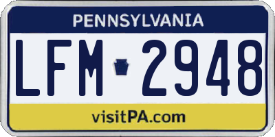 PA license plate LFM2948