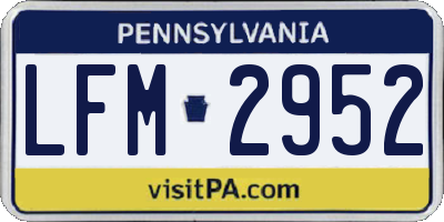 PA license plate LFM2952