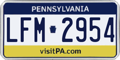 PA license plate LFM2954