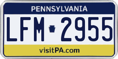 PA license plate LFM2955