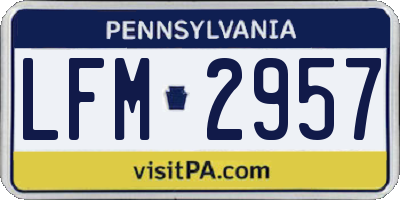 PA license plate LFM2957