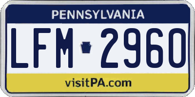 PA license plate LFM2960