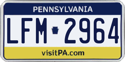 PA license plate LFM2964