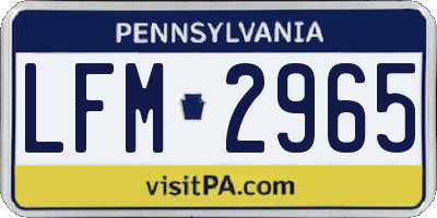 PA license plate LFM2965