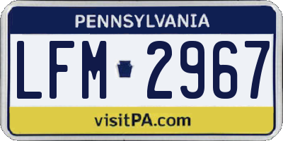 PA license plate LFM2967