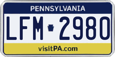 PA license plate LFM2980