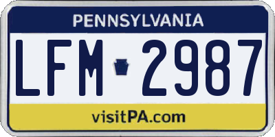 PA license plate LFM2987