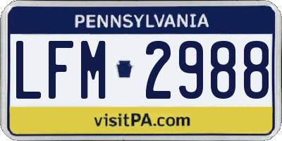 PA license plate LFM2988