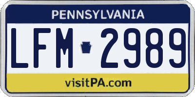 PA license plate LFM2989