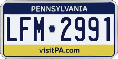 PA license plate LFM2991