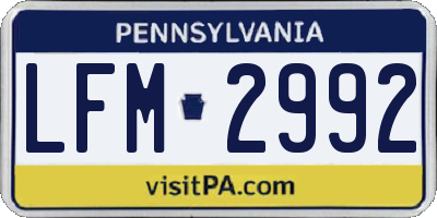 PA license plate LFM2992