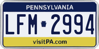 PA license plate LFM2994