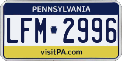 PA license plate LFM2996