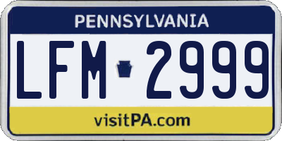 PA license plate LFM2999