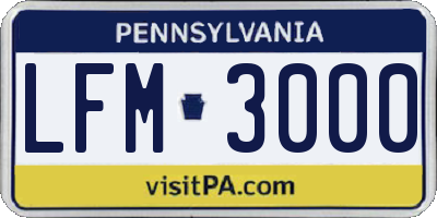 PA license plate LFM3000
