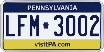 PA license plate LFM3002