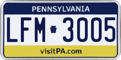 PA license plate LFM3005