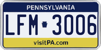 PA license plate LFM3006