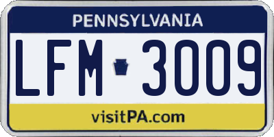 PA license plate LFM3009