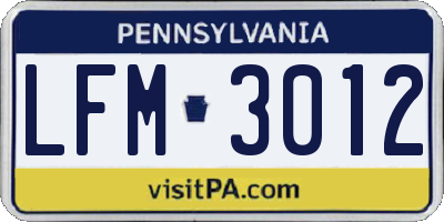PA license plate LFM3012