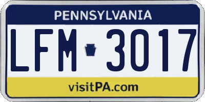 PA license plate LFM3017