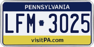 PA license plate LFM3025