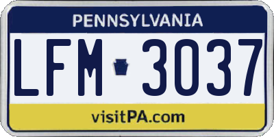 PA license plate LFM3037
