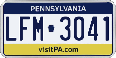 PA license plate LFM3041