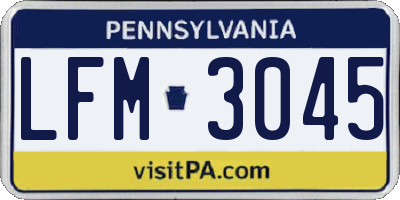 PA license plate LFM3045