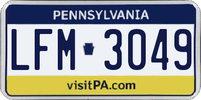PA license plate LFM3049