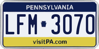PA license plate LFM3070