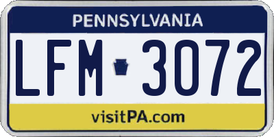 PA license plate LFM3072