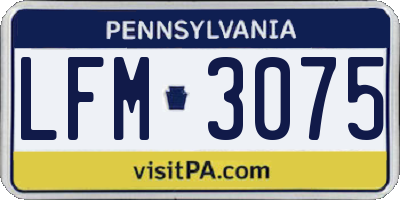 PA license plate LFM3075