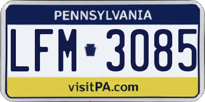 PA license plate LFM3085
