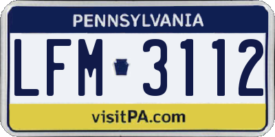 PA license plate LFM3112