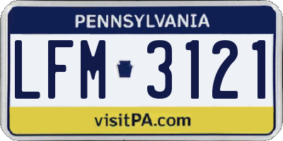 PA license plate LFM3121