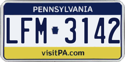 PA license plate LFM3142