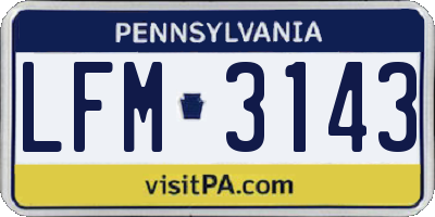 PA license plate LFM3143