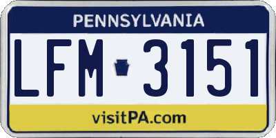 PA license plate LFM3151